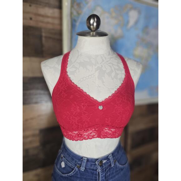DNKY Red Lace Bralette Size Large - Picture 1 of 2